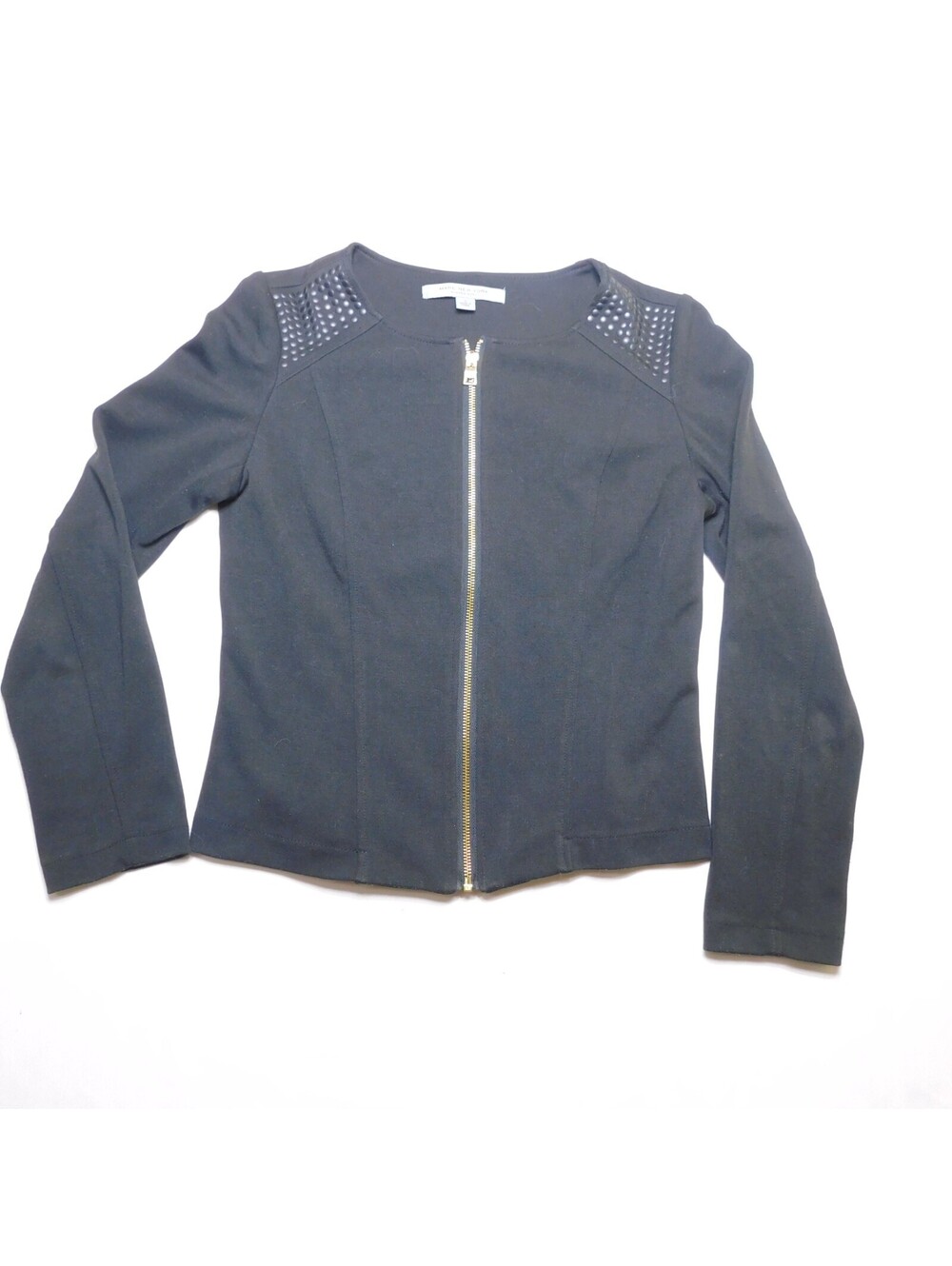 Marc New York Laser Cut Shoulder Zip Jacket Women's Size S Small Black Gold Zip
